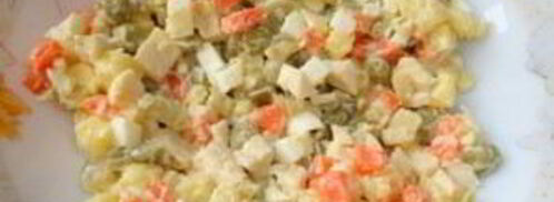 салат оливье с кальмарами. Шаг 6