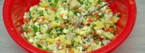 салат оливье с курицей. Шаг 9