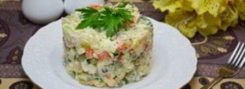 салат оливье с курицей. Шаг 10