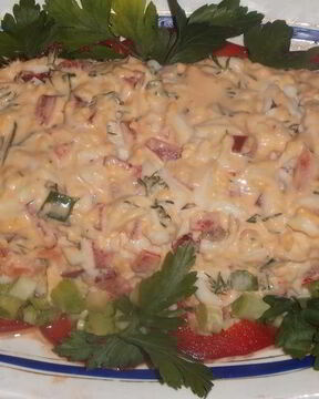 Салат из печени трески