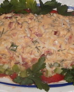 Салат из печени трески