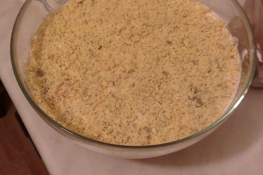 Рецепт мимозы с горбушей и картофелем