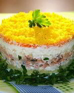 Порционный салат Мимоза с горбушей