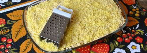 салат мимоза без картошки и моркови. Шаг 14