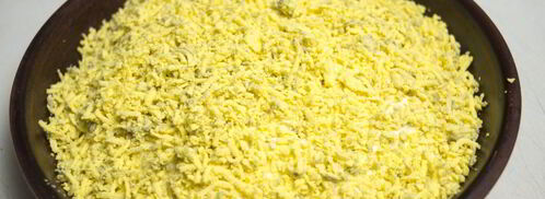 салат мимоза без картошки. Шаг 7