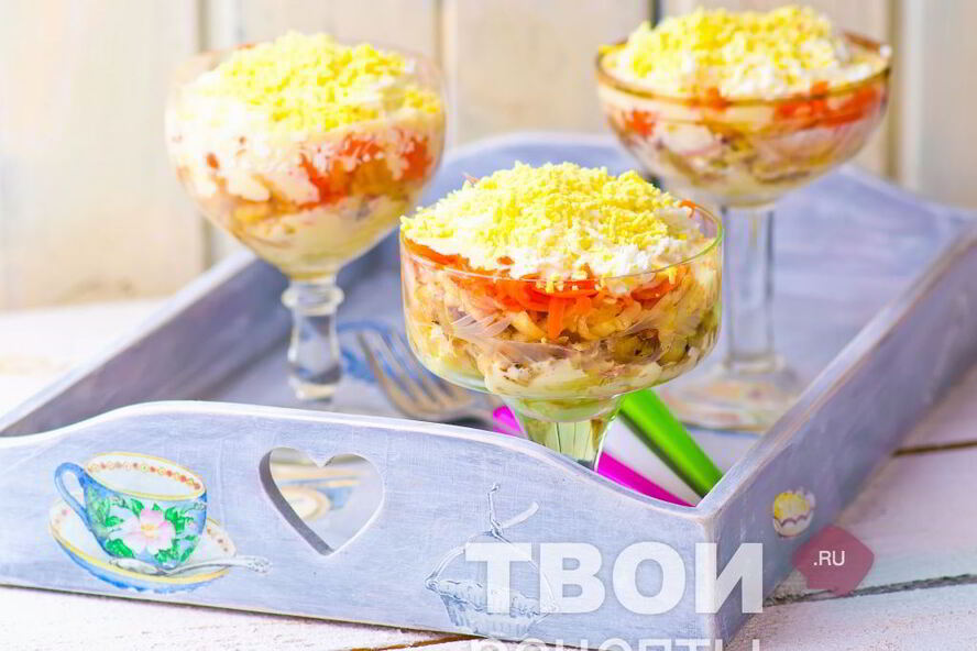 Рецепт салата мимоза из консервов