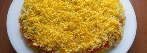 салат мимоза с картофелем и твердым сыром. Шаг 8