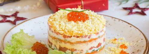 салат мимоза с семгой. Шаг 8