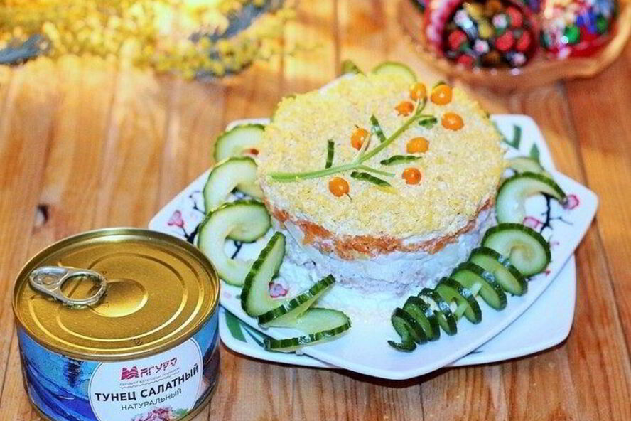 Рецепт салата мимоза с тунцом и йогуртом
