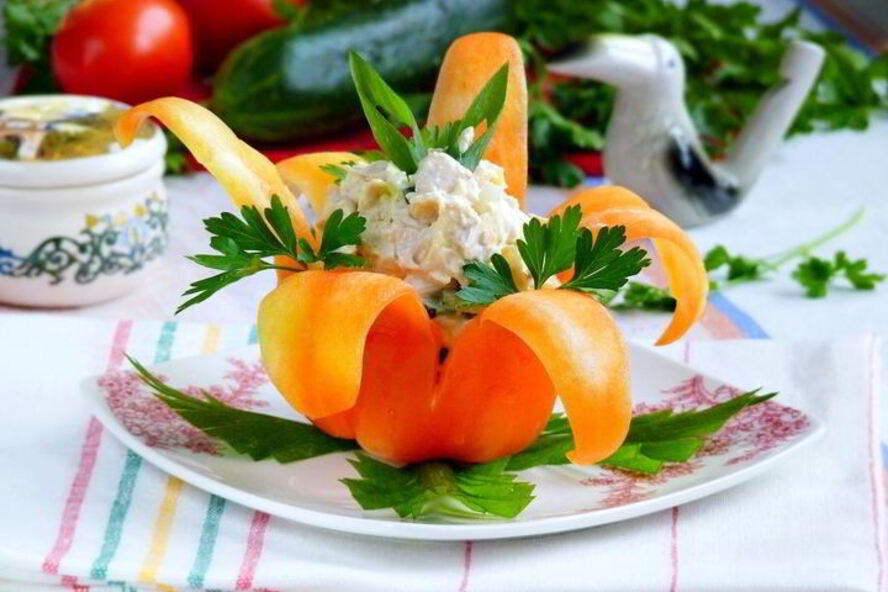 Рецепт салата нежность в чашечке-цветке