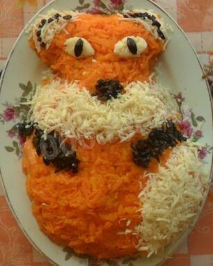 Салат Лисичка с грибами под шубой