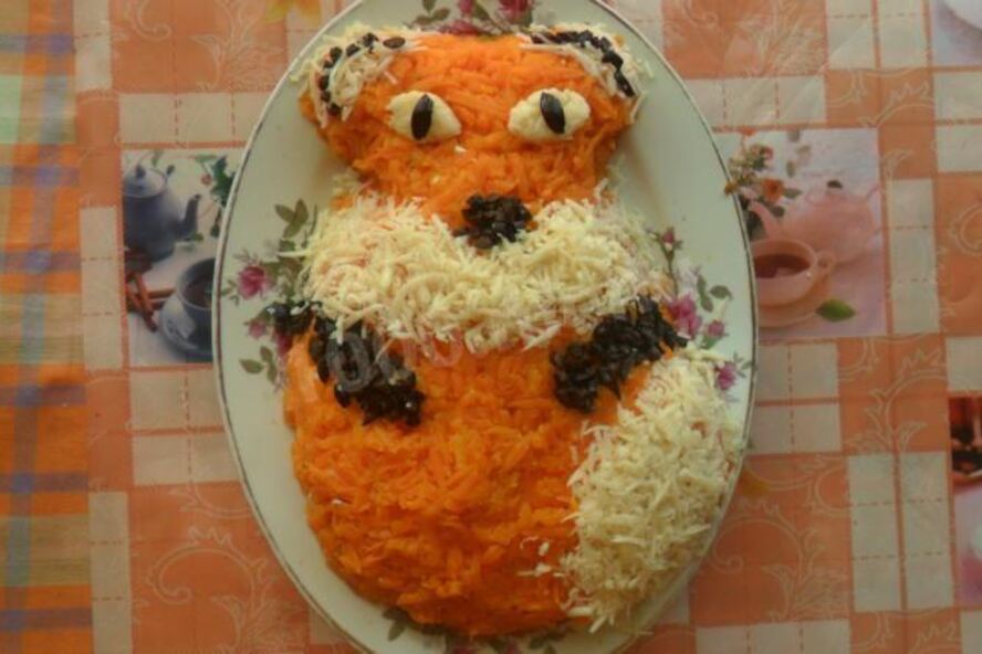 Рецепт салата лисичка с грибами под шубой