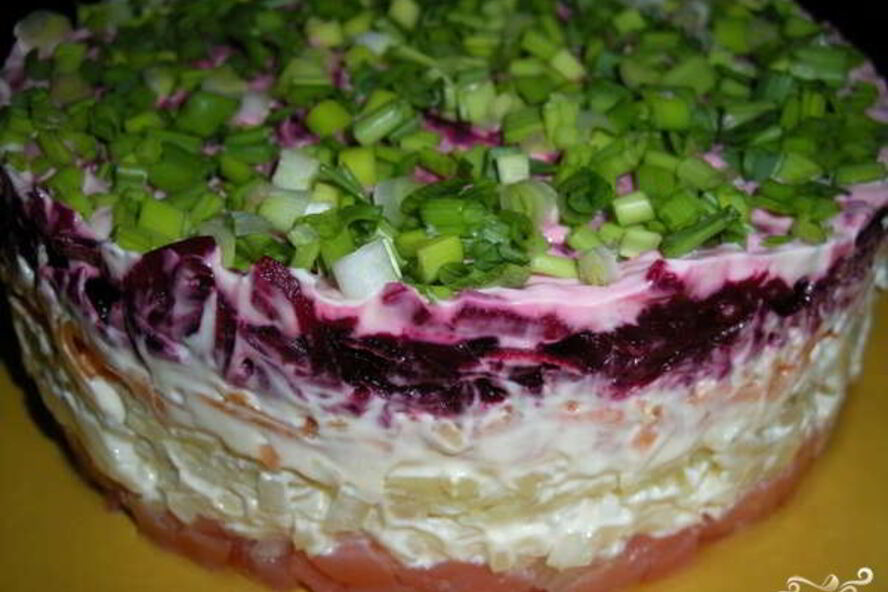 Рецепт селедки под шубой с лососем