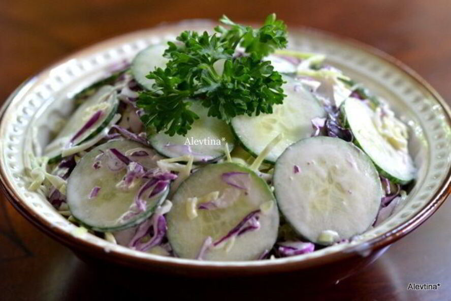 Рецепт салата с капустой и огурцом