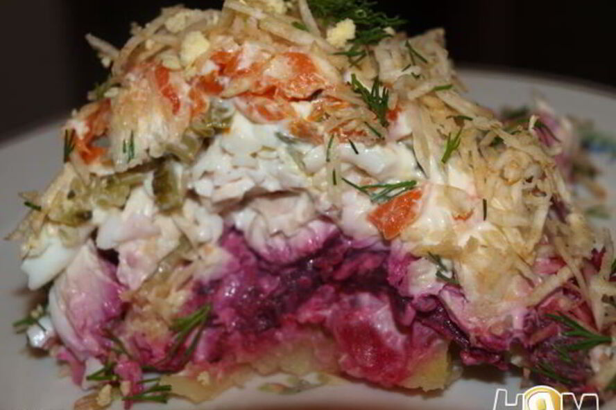 Рецепт салата со свеклой, курицей и сельдереем