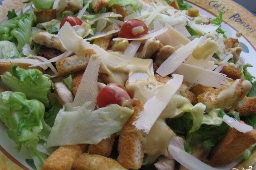 Рецепт салата цезарь с языком