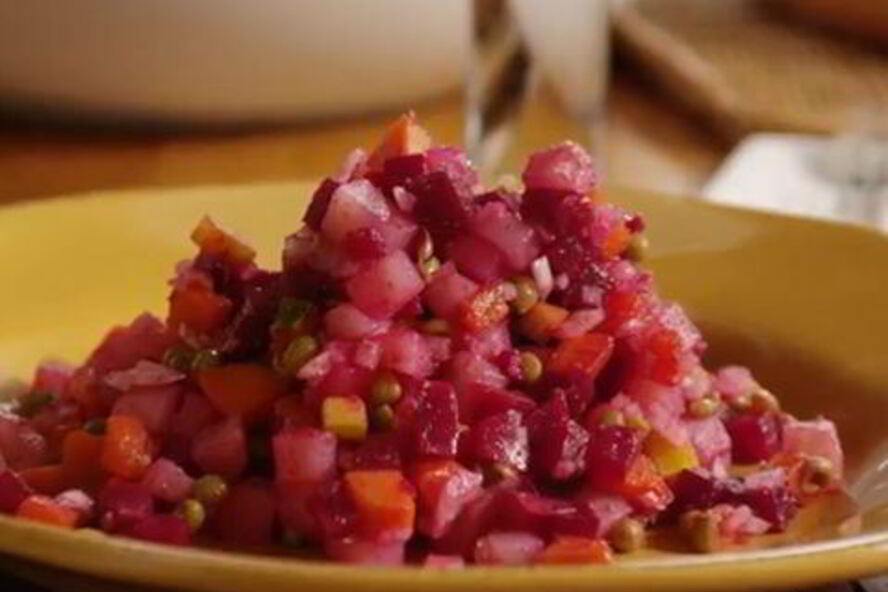 Рецепт домашнего винегрета с фасолью