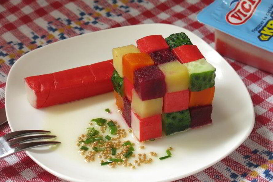 Рецепт винегрета с крабовыми палочками