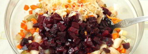 винегрет с яблоками и отварной фасолью. Шаг 6