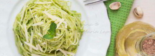 спагетти с соусом песто из зеленого горошка, фисташек и мяты. Шаг 6