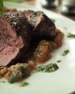 Стейк Миланзане с тартаром из овощей