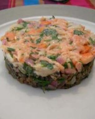 Тартар из свежего тунца и гребешков