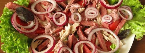 мясной салат с майонезом-ткемали. Шаг 6