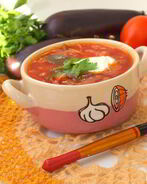 Постный борщ с баклажанами