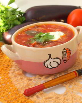 Постный борщ с баклажанами