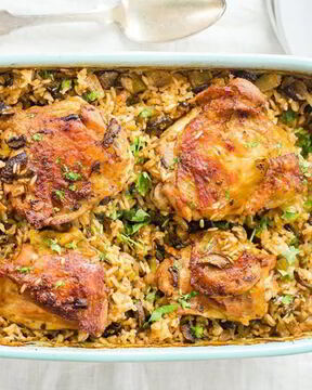 Дикий рис с курицей и грибами на курином бульоне