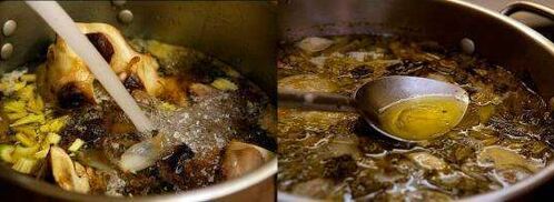 прозрачный говяжий бульон на мясе и костях. Шаг 4