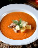 Гаспачо с печенью трески