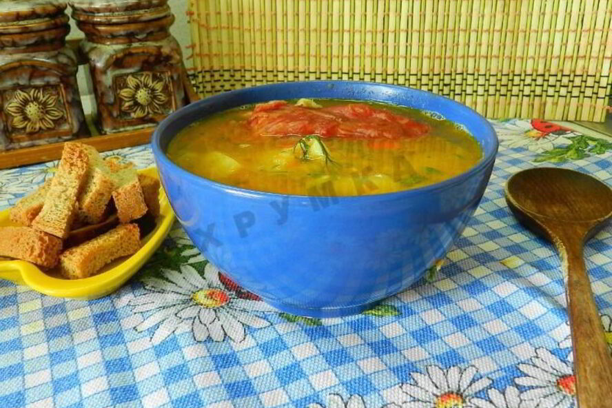 Рецепт горохового супа с копчеными ребрышками в мультиварке