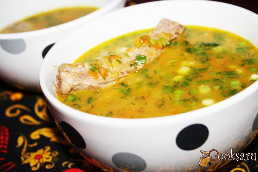 Рецепт горохового супа со свиными ребрышками