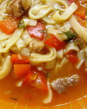 Лагман на телячьем бульоне