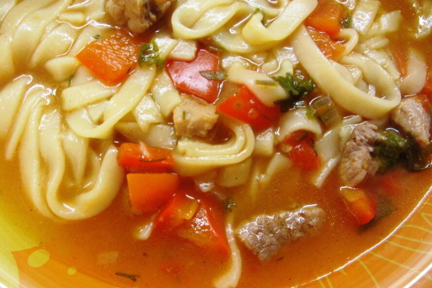 Рецепт лагмана на телячьем бульоне