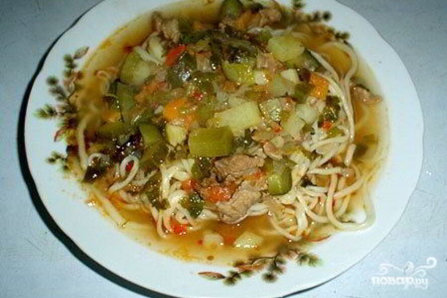 Рецепт лагмана с солеными огурцами