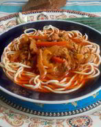 Лагман с тянутой лапшой