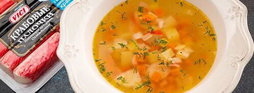 легкий суп с крабовыми палочками. Шаг 8