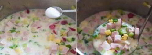 окрошка классическая с колбасой на кефире. Шаг 5