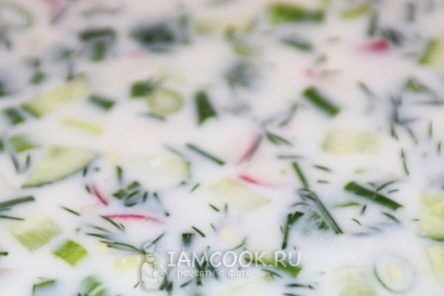 Рецепт окрошки на кефире без колбасы