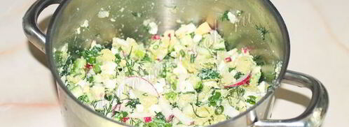 окрошка на кефире без колбасы. Шаг 9