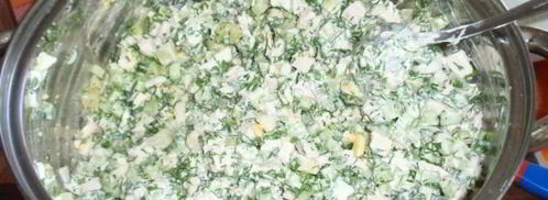 окрошка на курином бульоне. Шаг 7