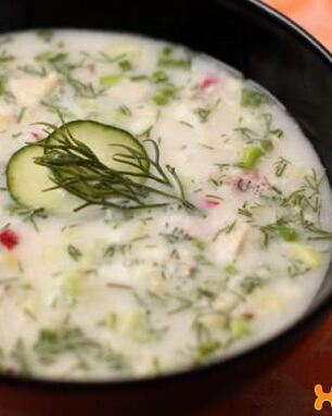 Окрошка на тане с курицей