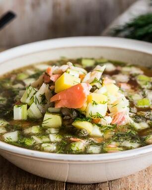 Окрошка рыбная на квасе