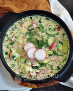 Окрошка с колбасой на айране