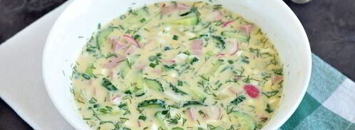 окрошка с колбасой на айране. Шаг 10