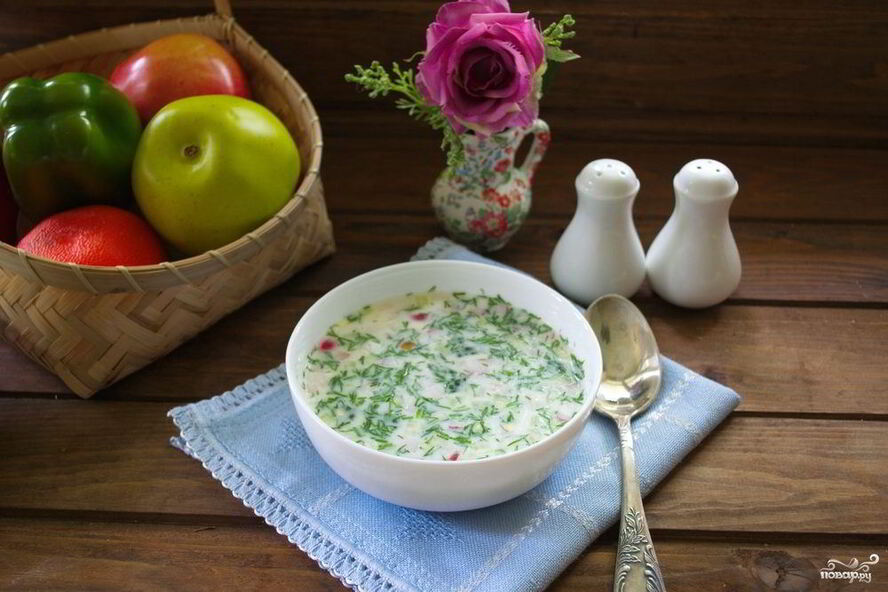 Рецепт окрошки с копченой грудкой