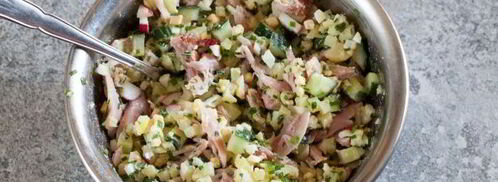 окрошка с копченой курицей. Шаг 11