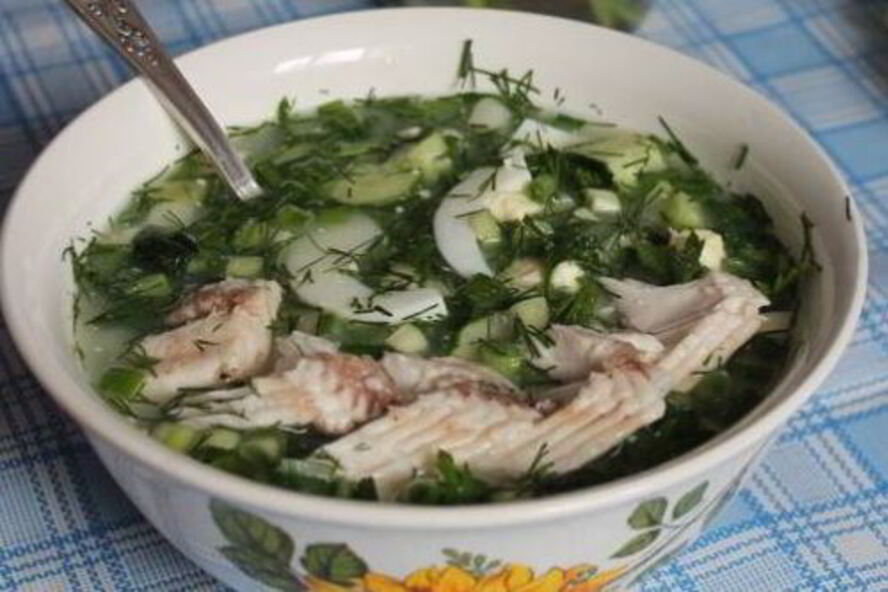 Рецепт окрошки с рыбой и редькой